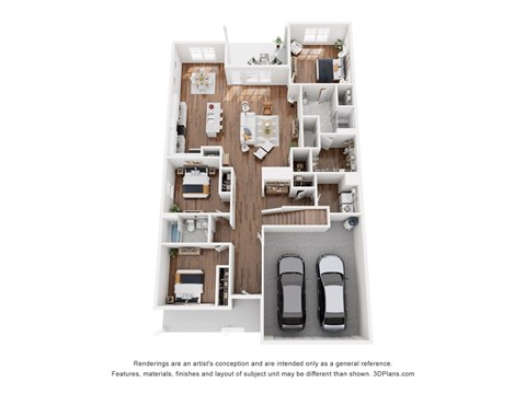 Floor plan for 4 beds, 3 baths, 2170 sqft